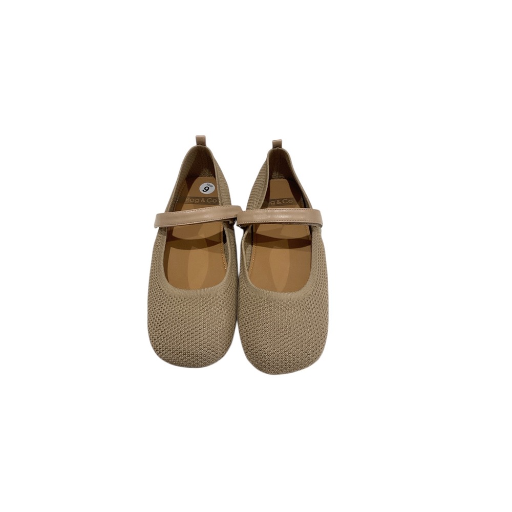 Rag & Co Womens Tan Knit Mary Jane Flats Round Toe Strap Shoes Size 9